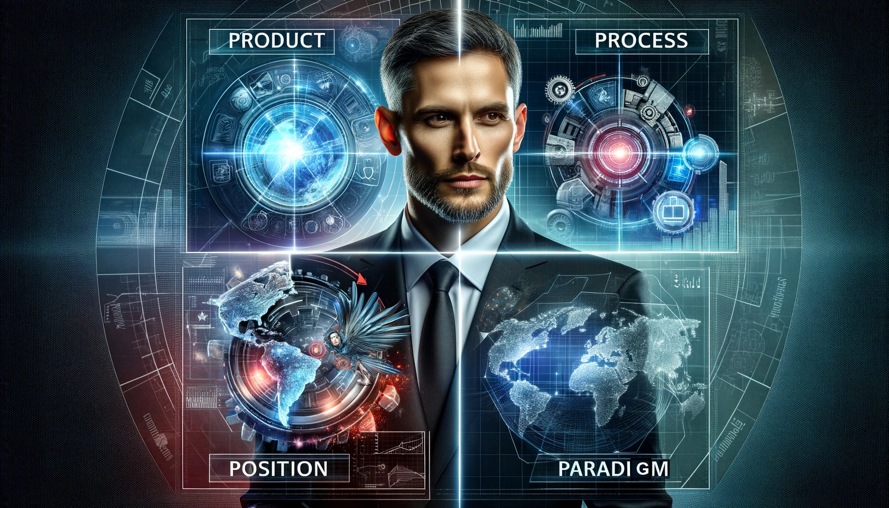 A-professional-portrait-illustrating-the-four-dimensions-of-innovation_-Product-Process-Position-and-Paradigm